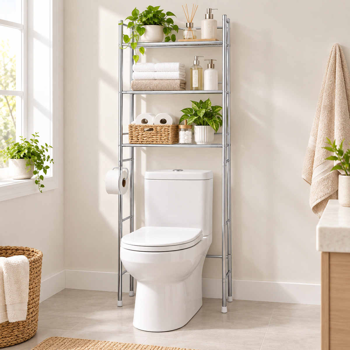 ORGANIZADOR DE BAÑO TOILET RACK METALICO