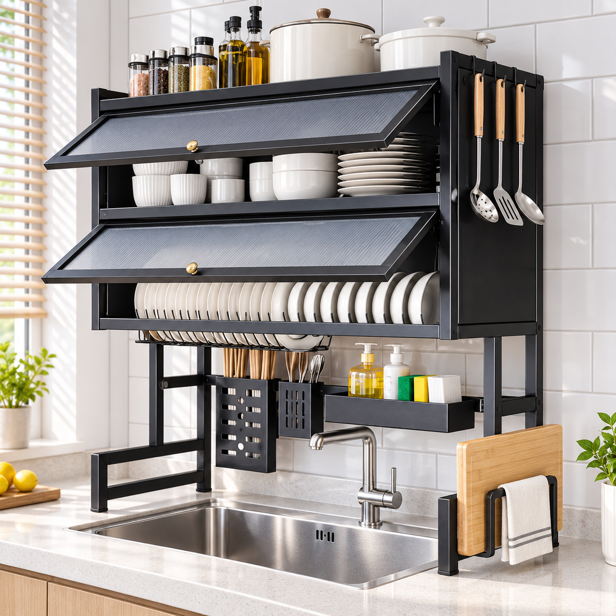 Escurridor De Platos Doble Tapa 65cm