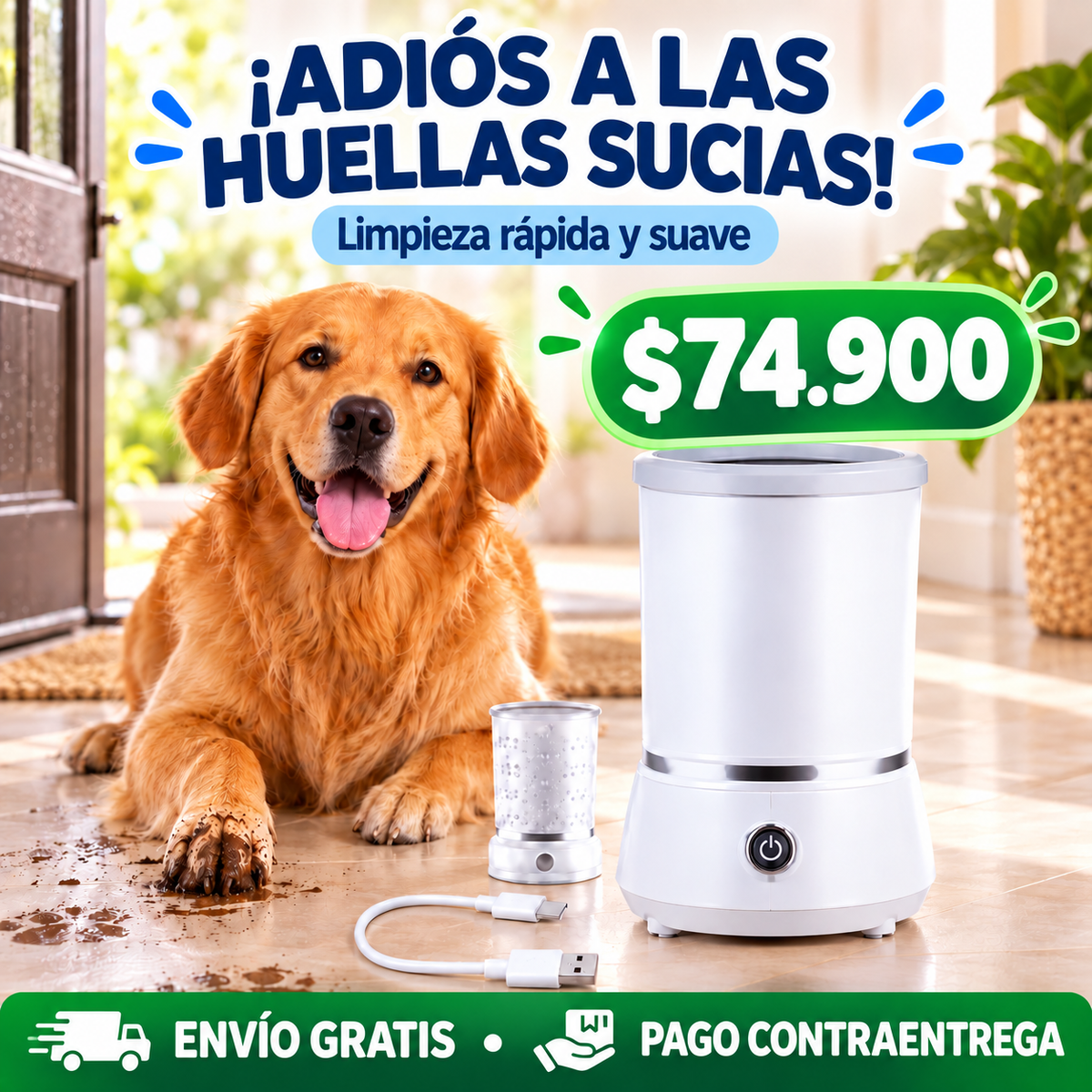 Limpiador De Patas Electrico Mascotas