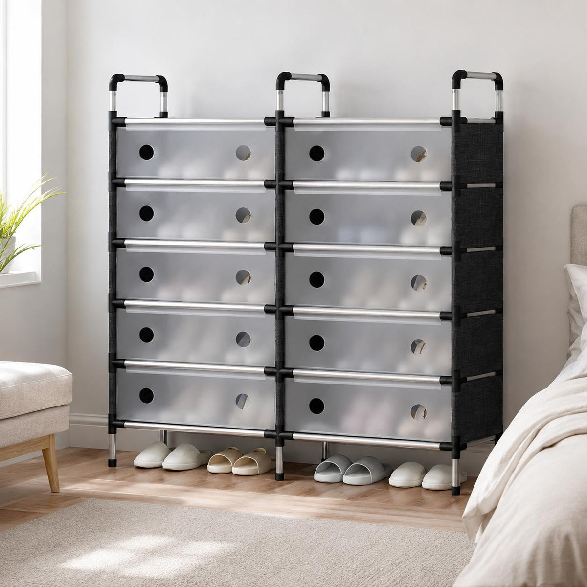 Organizador de zapatos doble de 10 cajones