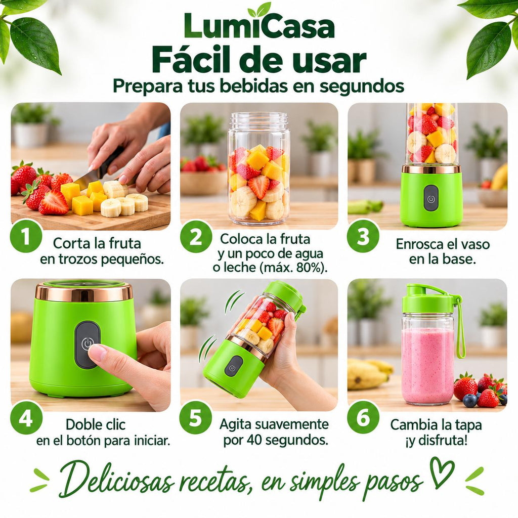 Mini Licuadora Portátil Recargable 300 m